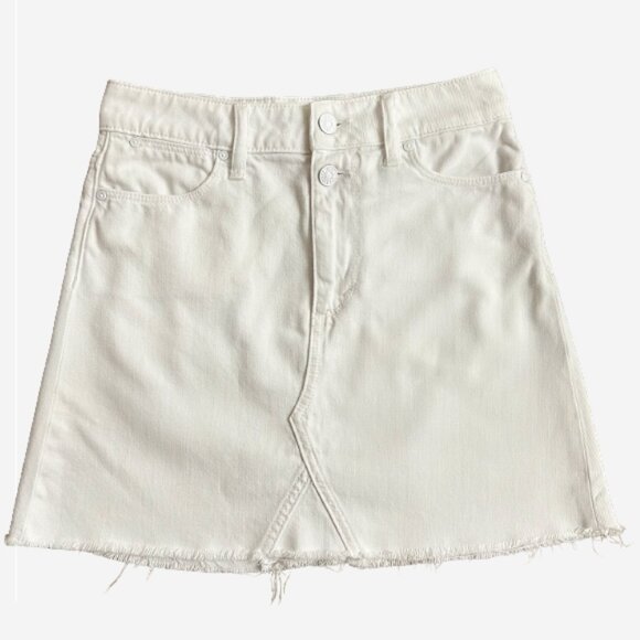 Paige Aideen White Denim Raw Hem Mini Skirt Distressed Size 24 Excellent - Picture 1 of 10